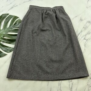 Womens Vintage Tweed Pencil Skirt Size S Gray Purple Wool Blend Pockets Academia